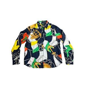 Rare Lauren Ralph Lauren Silk Shirt Long Sleeve Size‎ 8P AOP Unique